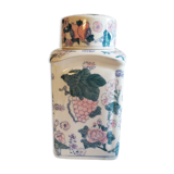 Pharmacy pot in earthenware decoration flowers