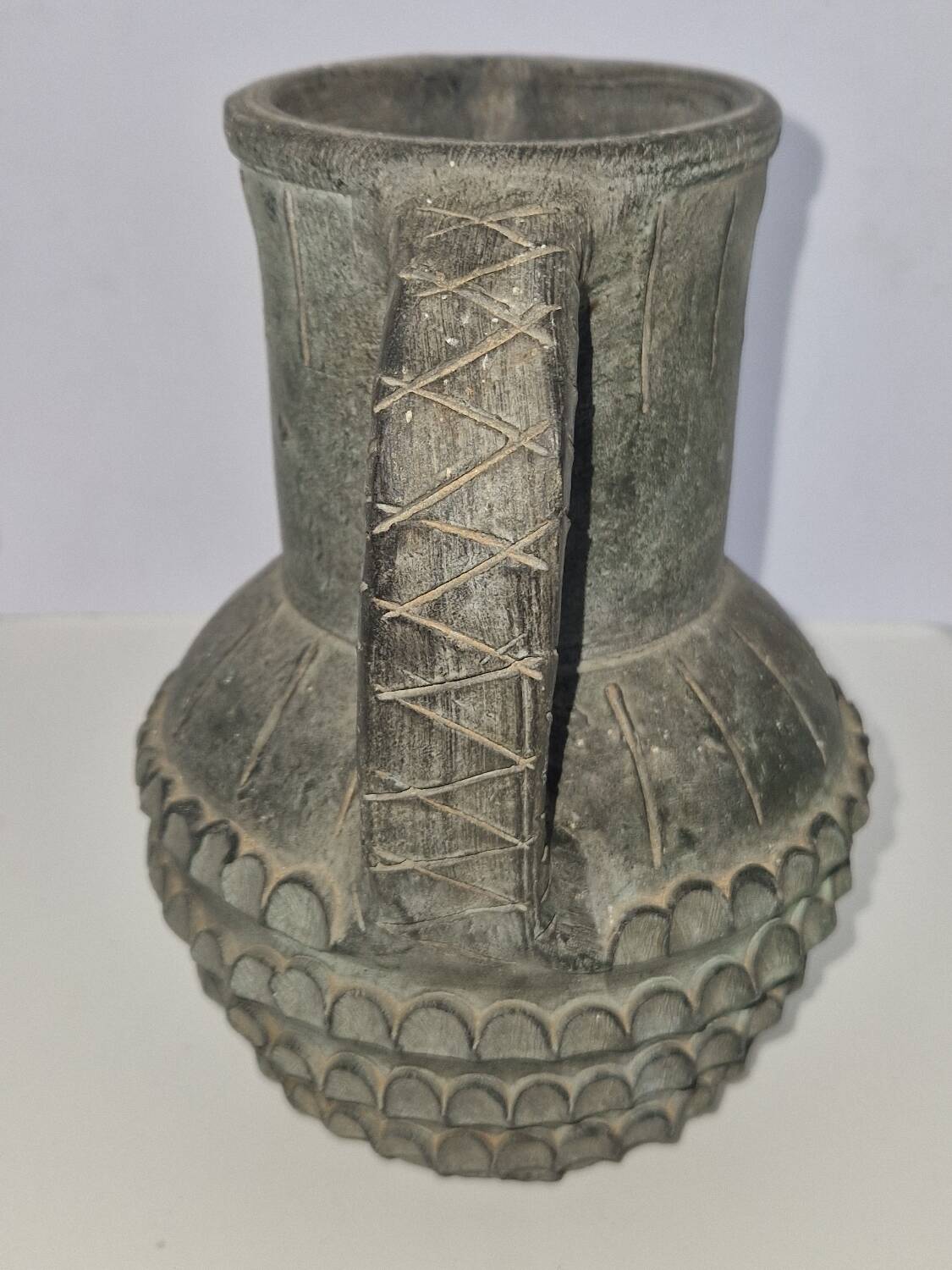 Vintage terracotta vase pitcher from the Parthenon factory, Spain.