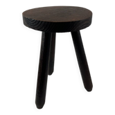 Tripod stool in turned, patinated wood
