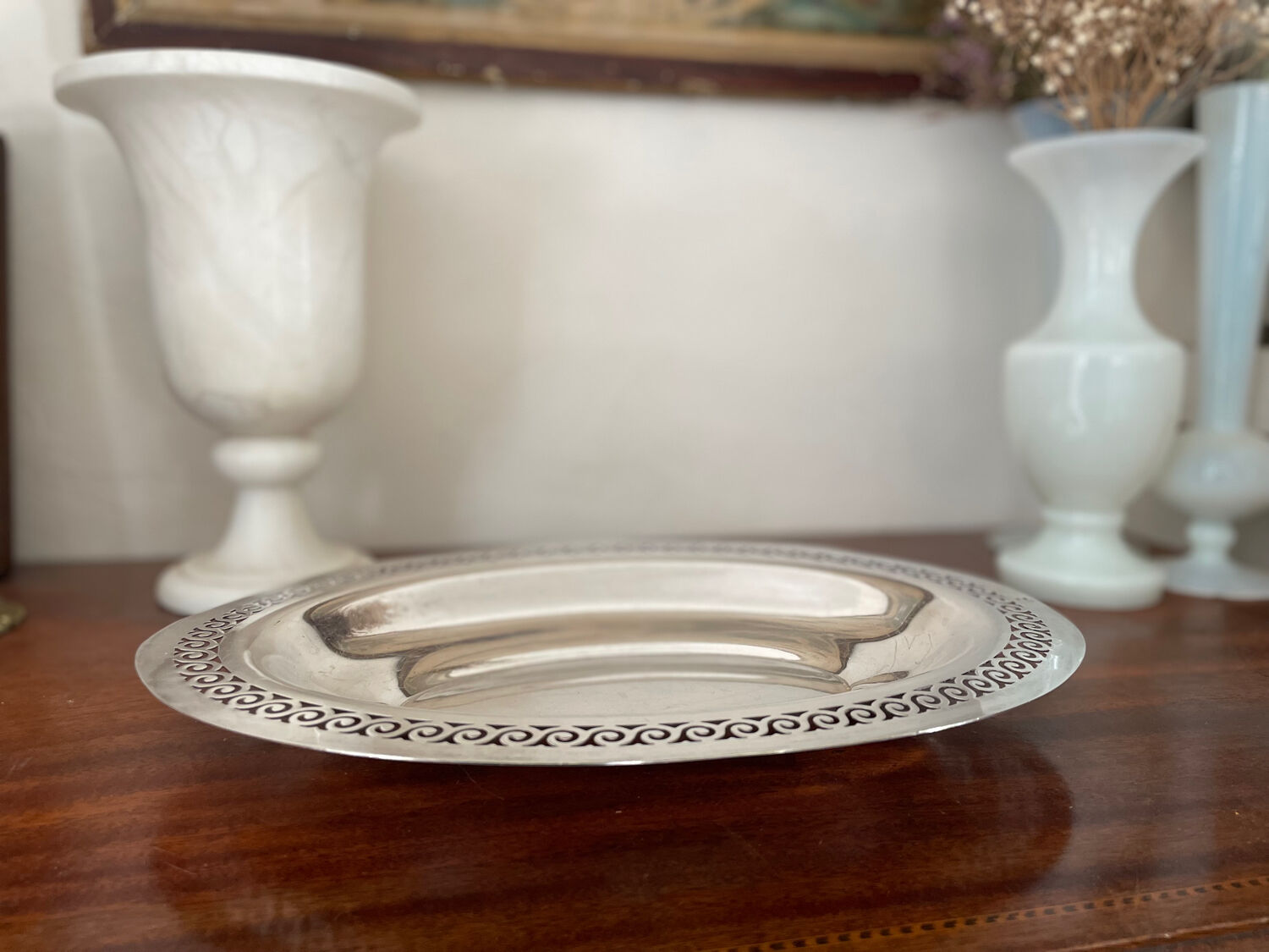 Art Deco silver metal dish
