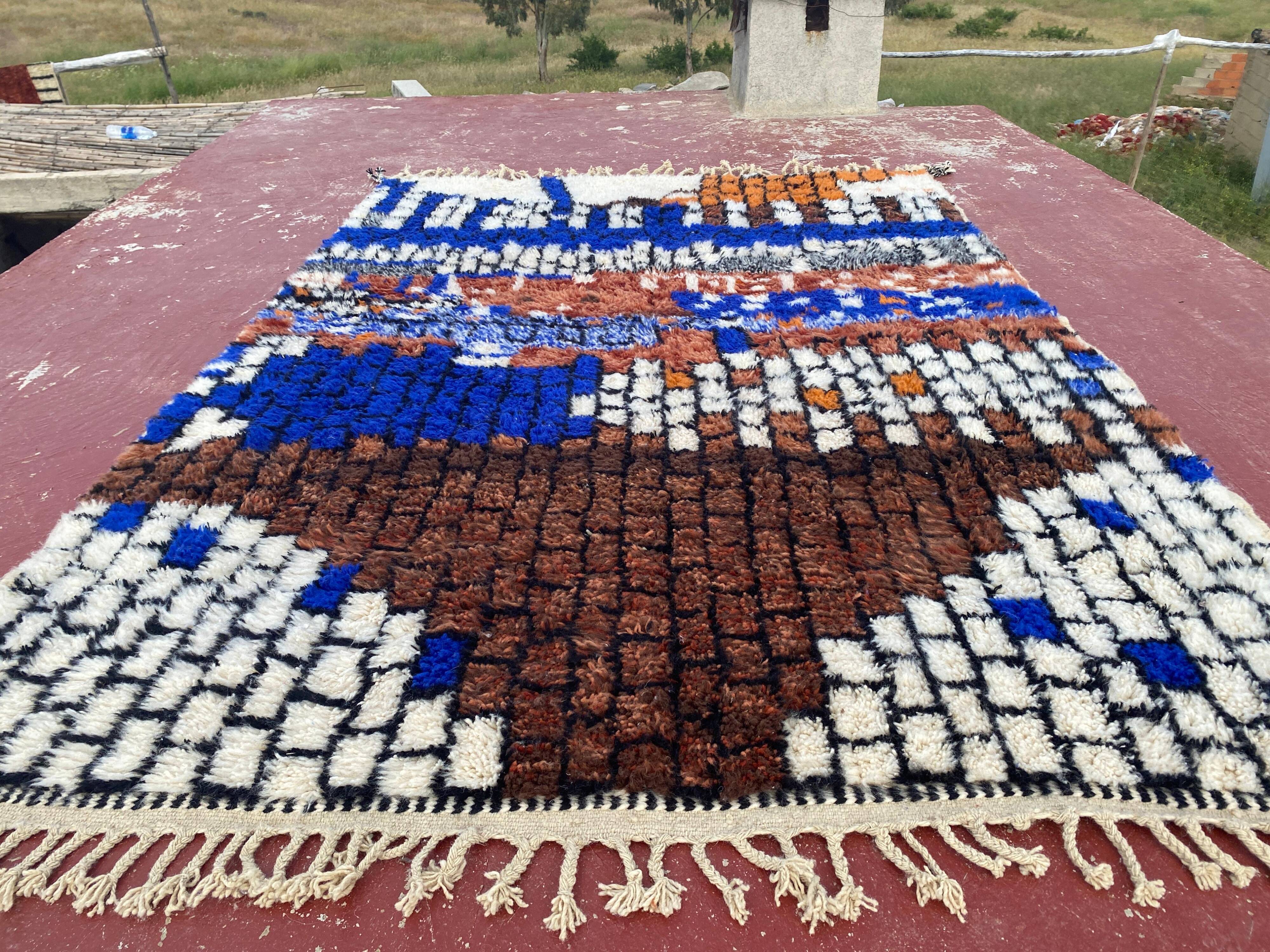 Contemporary multicoloured Berber rug in wool – 300 x 200 cm