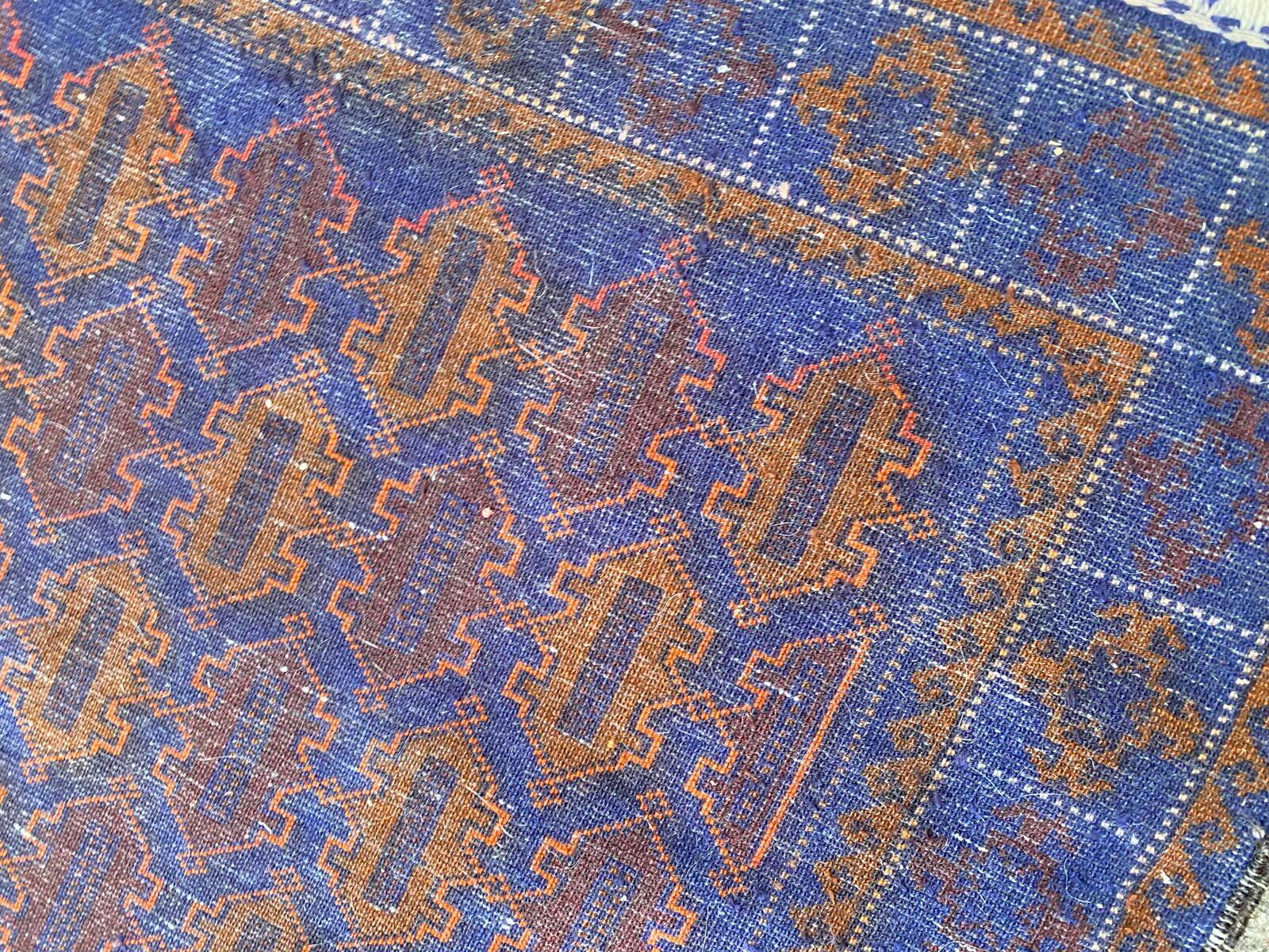 Persian wool rug in burgundy blue 130x85