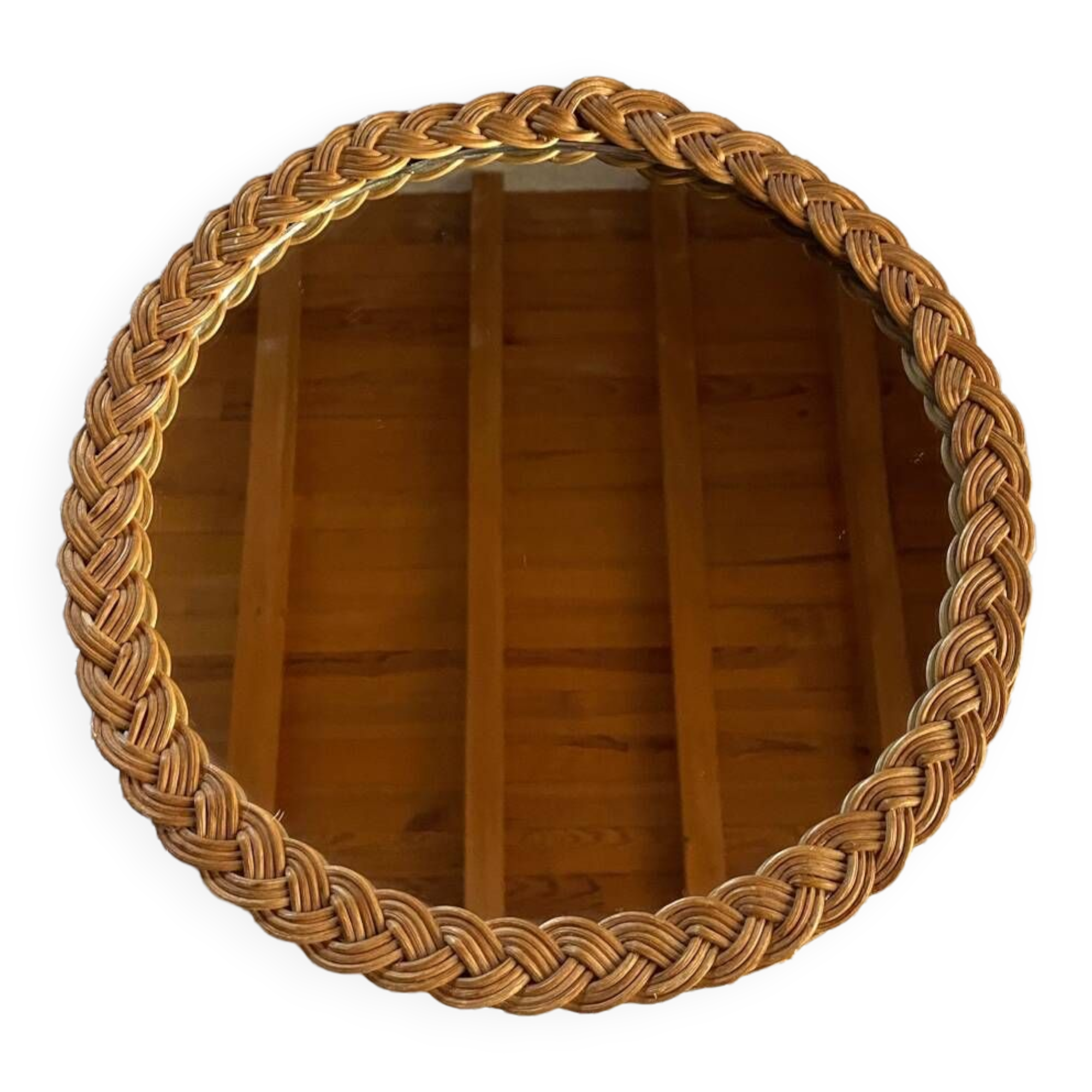 Old wicker rattan mirror 29cm
