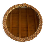 Ancien miroir en rotin osier 29cm