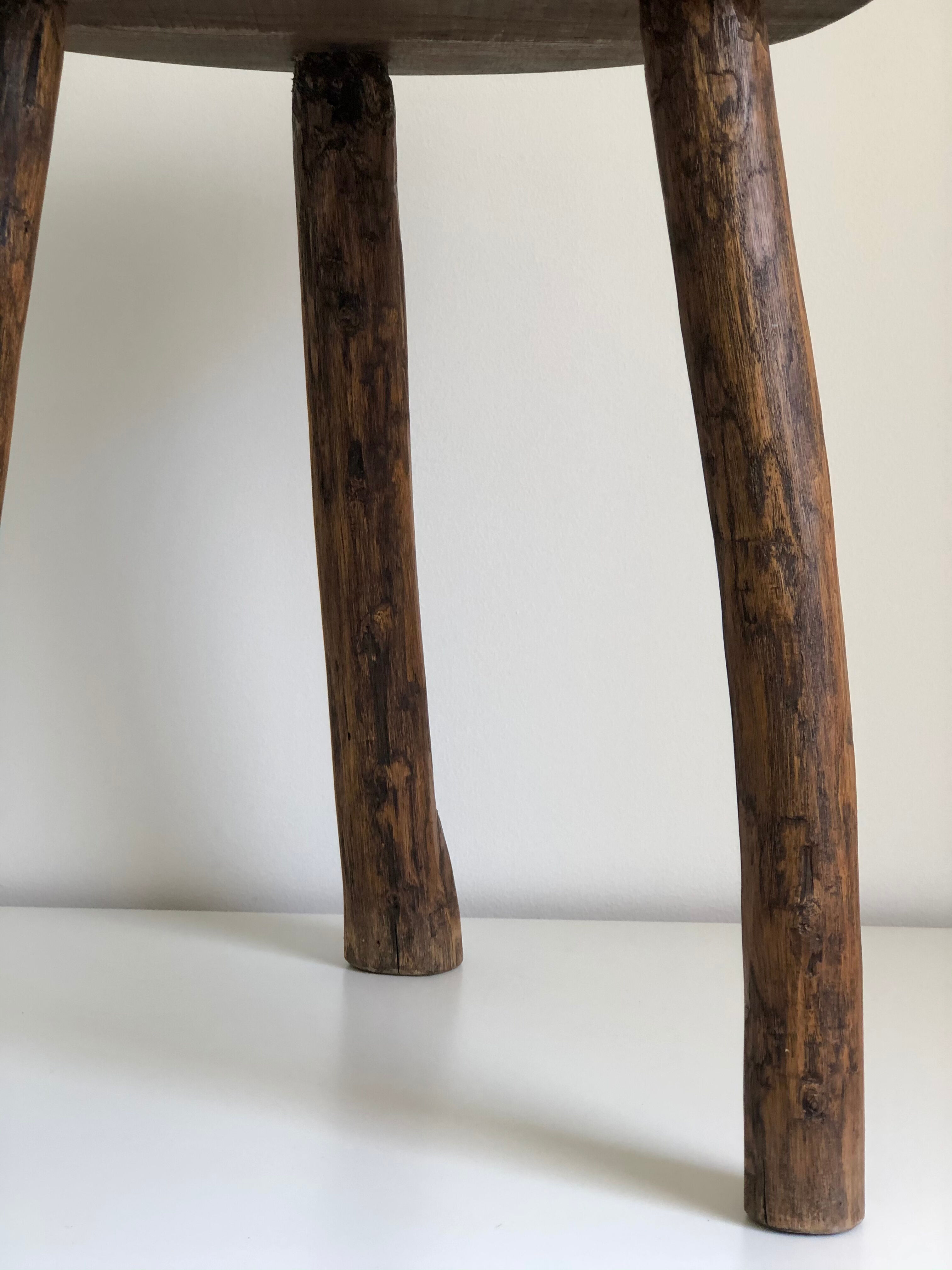 Freeform brutalist tripod stool, 1970