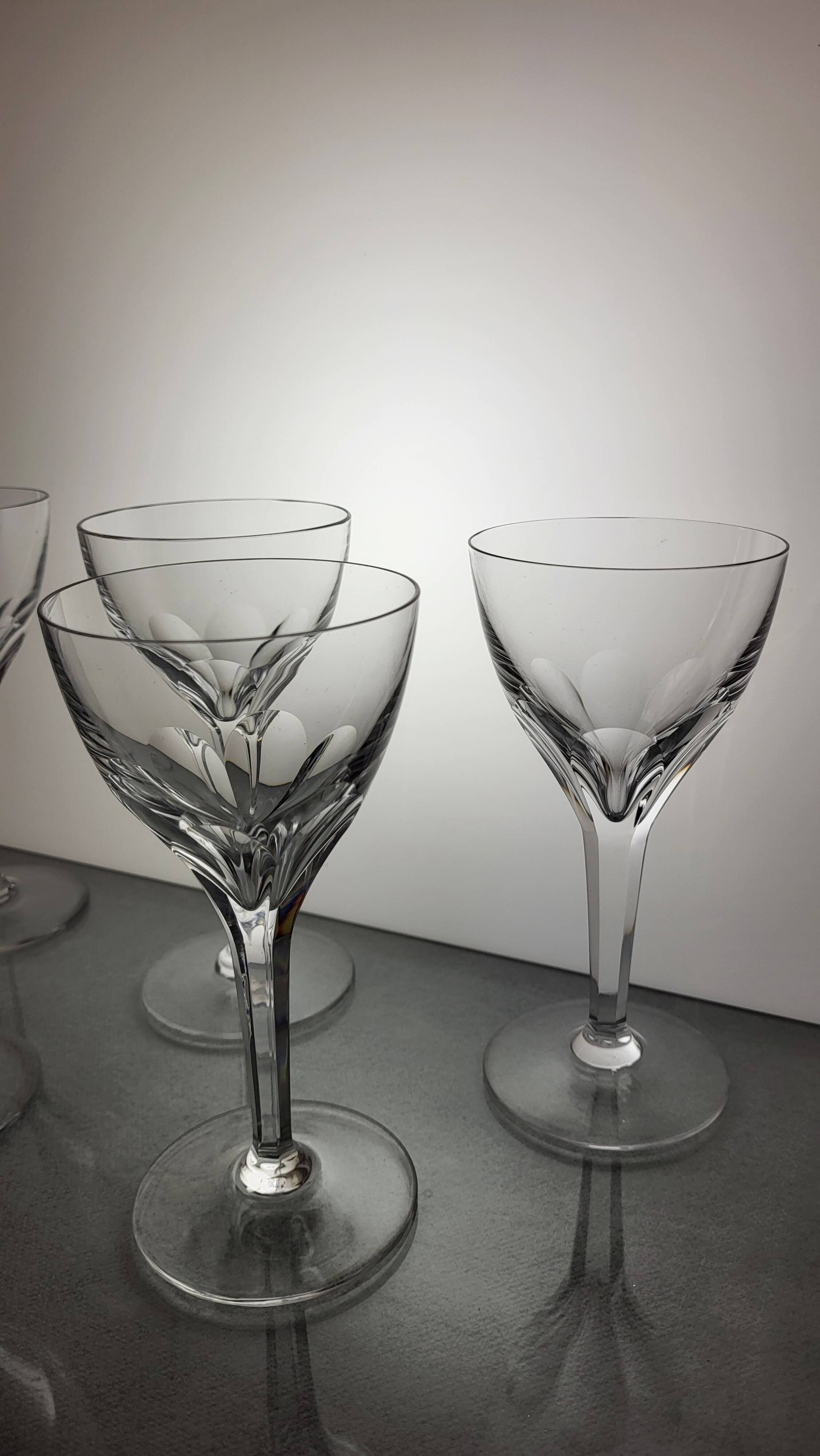 6 Val Saint Lambert crystal wine glasses model Nestor