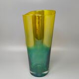 1970s Luxury Green and Yellow Handcrafted Vase in Murano Glass by Ca dei Ve