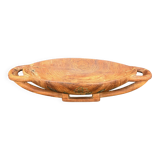 Carved cup in engraved wood – floral decoration and geometric handles