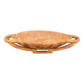 Carved cup in engraved wood – floral decoration and geometric handles