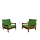 Lot of 2 vintage armchairs in solid oak with boucle fabric, Scandinavian design from the 70s.