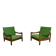 Lot of 2 vintage armchairs in solid oak with boucle fabric, Scandinavian design from the 70s.