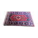 Carpet point knotted velvet wool blue red white 124 cm x 202 cm vintage
