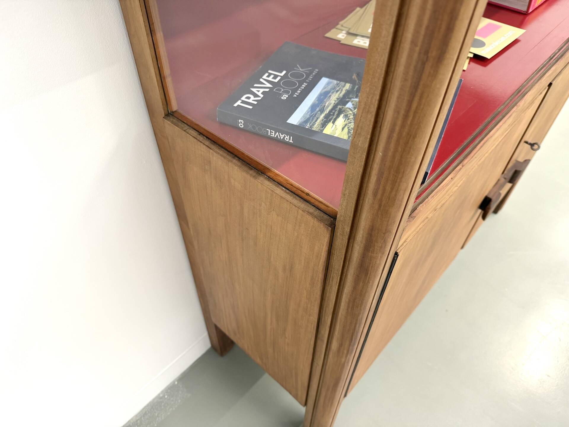 1950s Brazilian modernist library in exotic wood and lacquer.