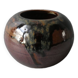 Vase boule en grès signé Yves Remond