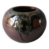 Sandstone ball vase signed Yves Remond