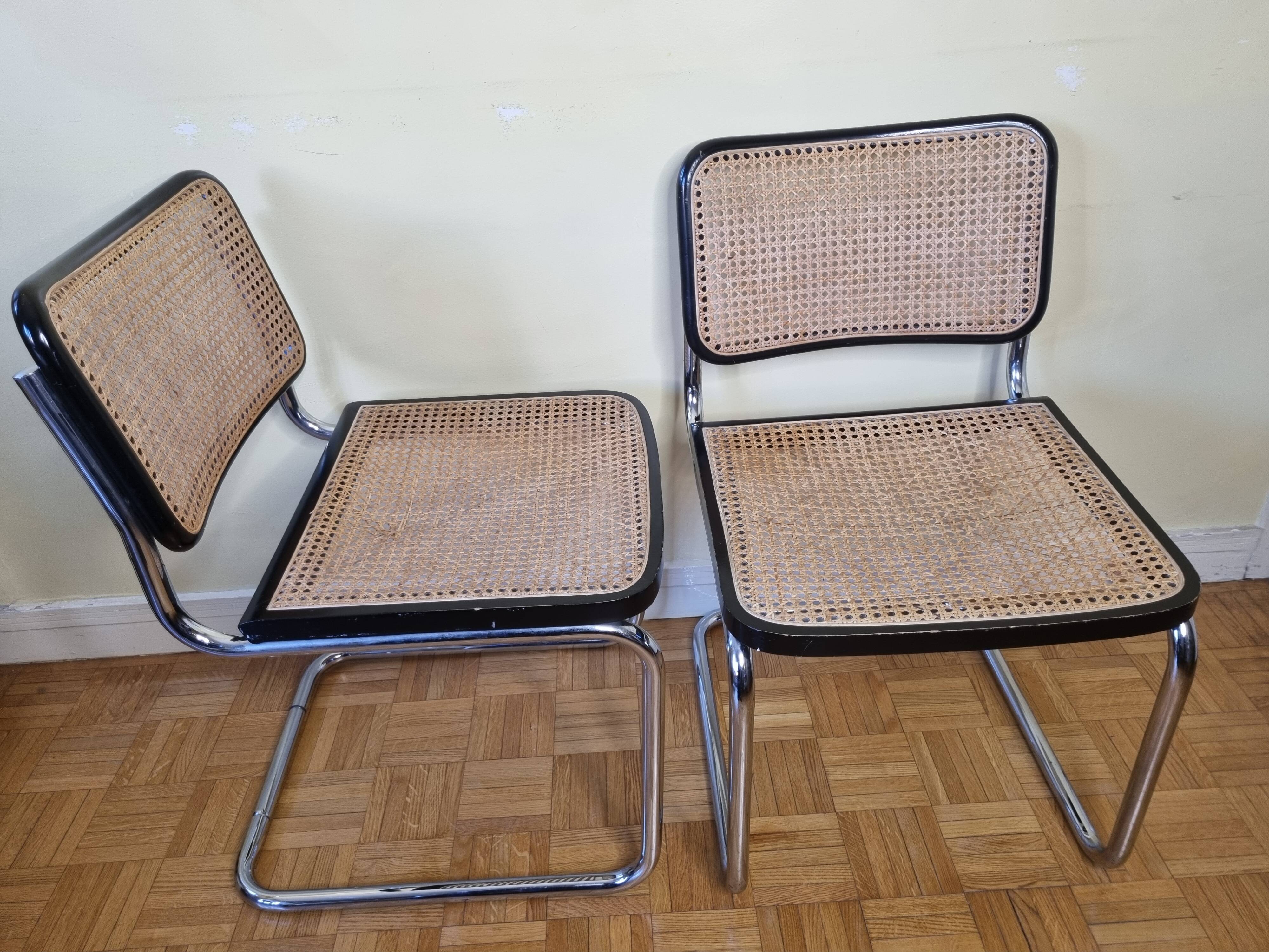 Pair of chairs designed Bauhaus style, 80s, made in Italy