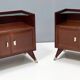 Pair of Elegant Walnut Nightstands with a Crystal Top Shelf