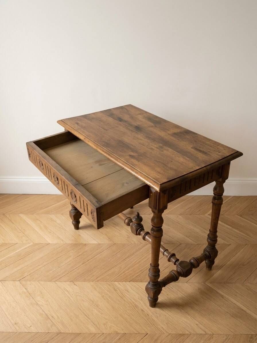 Antique carved wooden side table
