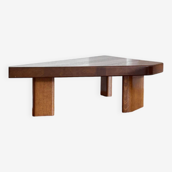 Brutalist wooden coffee table perriand pierre chapo style