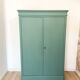 Antique solid pine wardrobe, reimagined in Celadon Green.