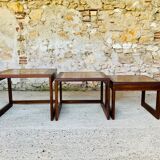 Pull-out tables in teak and ceramic, scandinavian, 60s