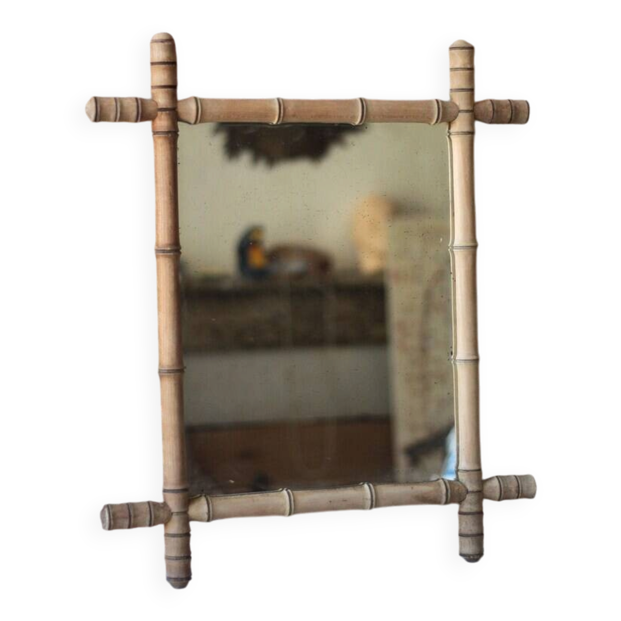 Miroir bois imitation bambou, miroir ancien, miroir à suspendre, déco intérieur