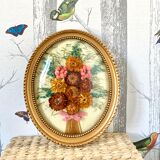 Curved glass frame dried flowers