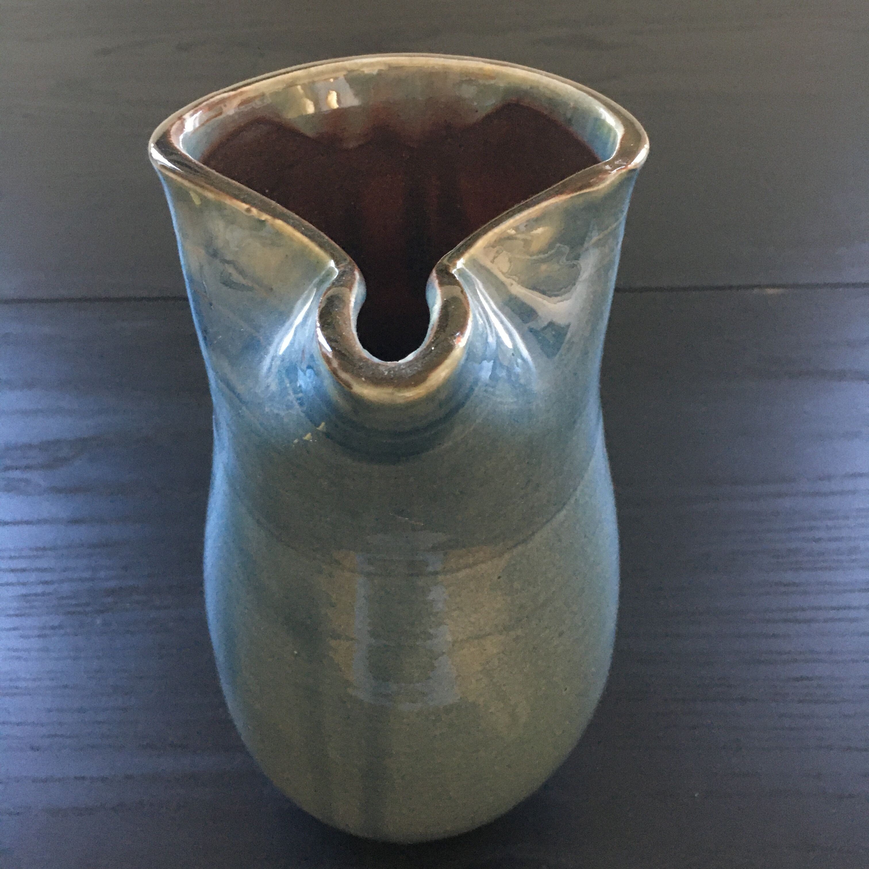 Pitcher gray blue flamed