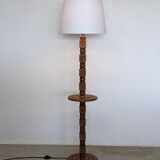 Neo-Basque floor lamp in turned wood - 50s