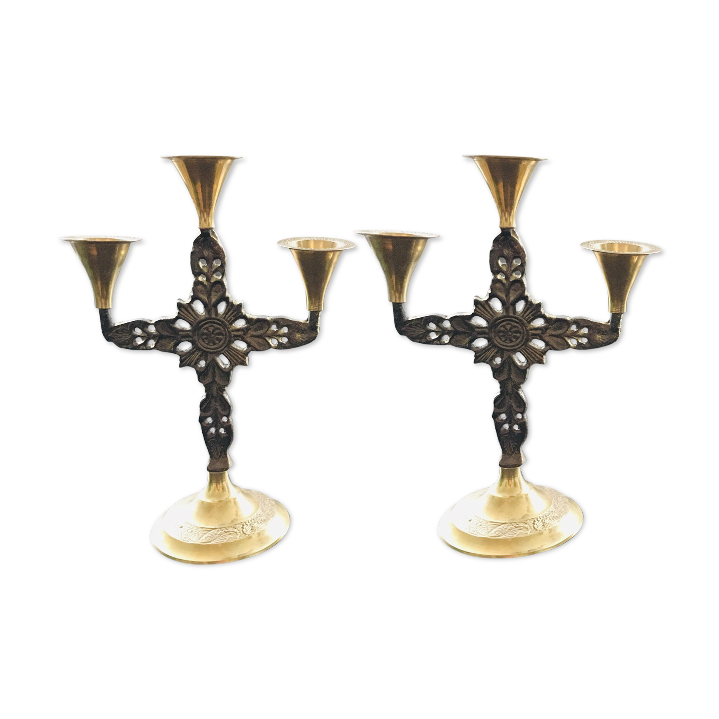 Pair of brass candlesticks