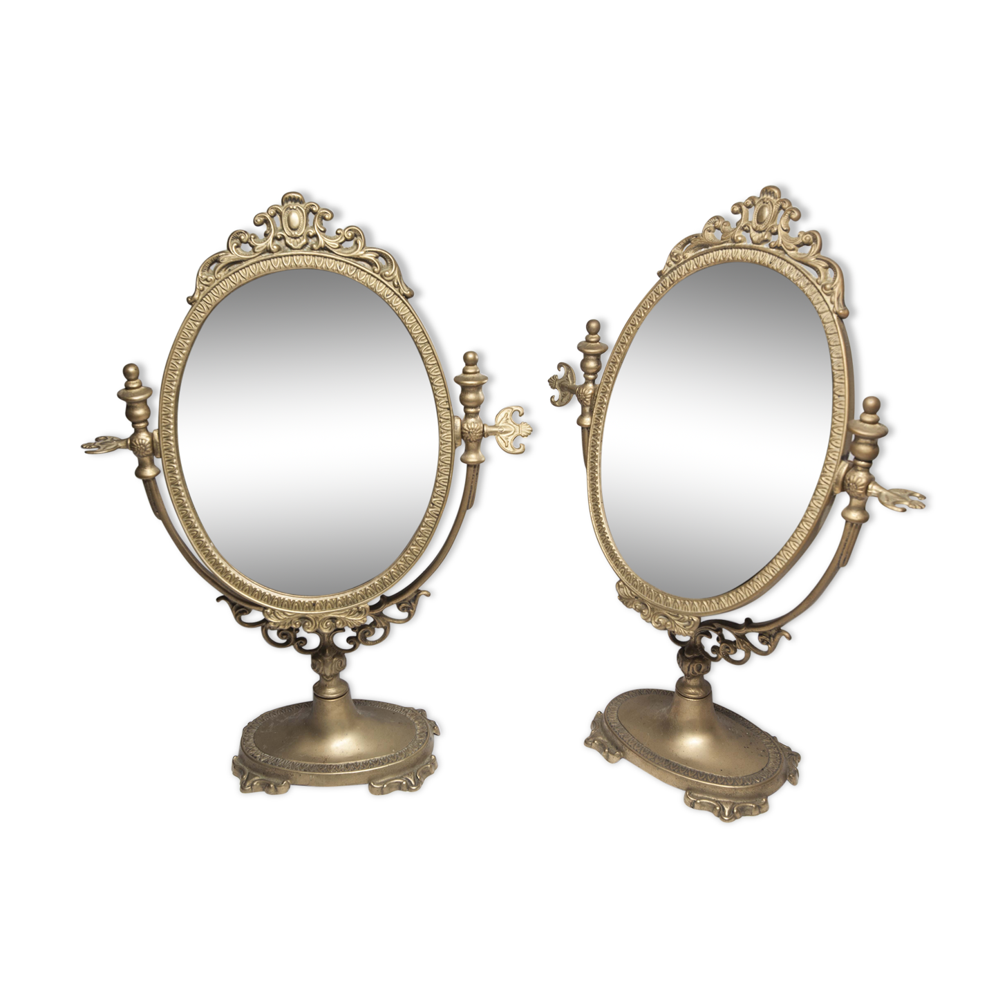Pair of brass table mirror  28x39cm