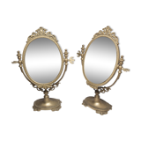 Pair of brass table mirror  28x39cm