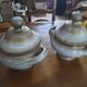 Pair of vintage Longchamp glazed ceramic soup tureens, 1970s.
