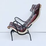 Fauteuil vintage Pernilla 69 de Bruno Mathsson pour Dux en cuir sang de bœuf