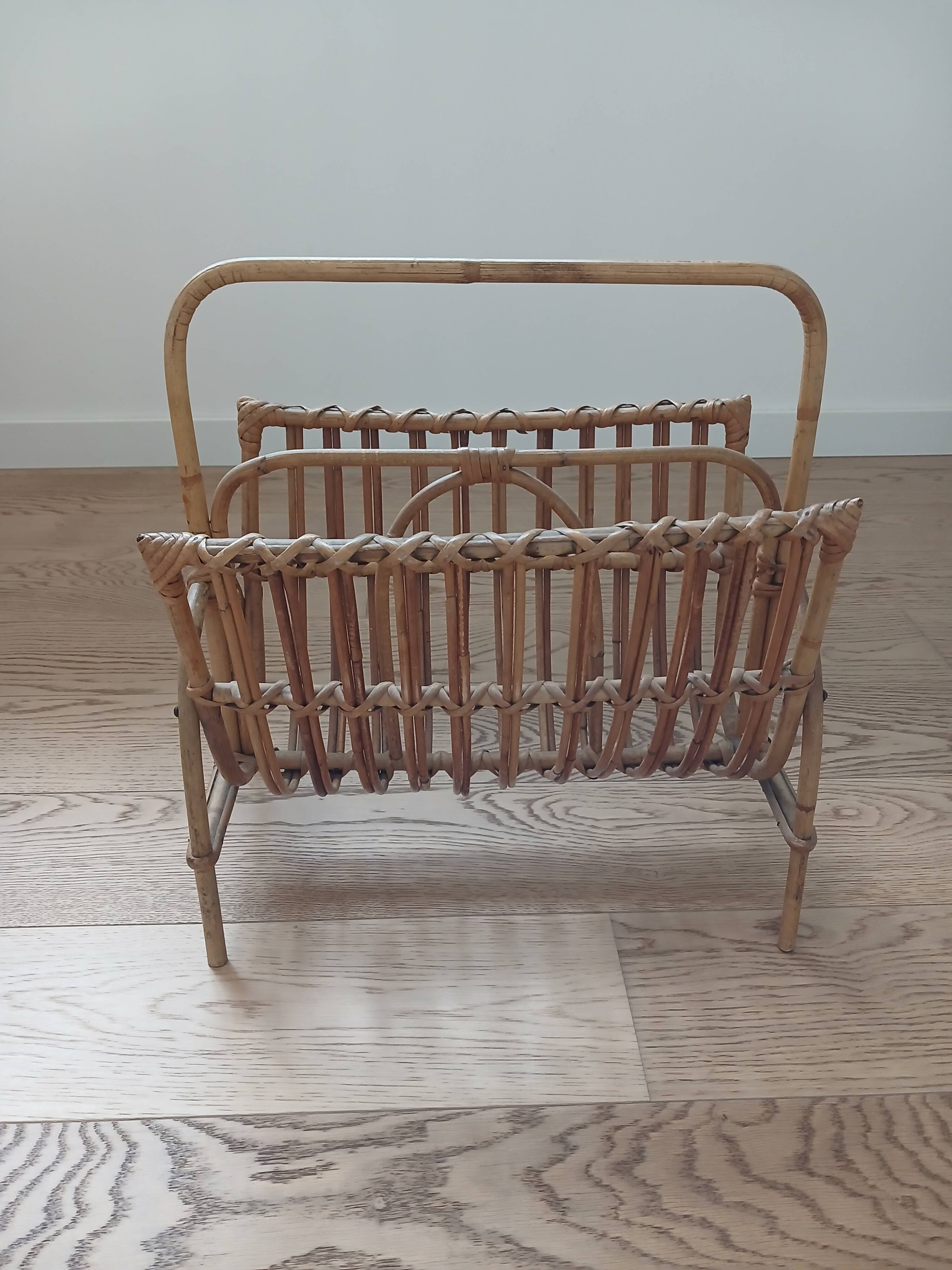 Rattan magazine rack