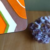 Dessous de plat orange marron et blanc formica vintage