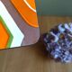 Dessous de plat orange marron et blanc formica vintage