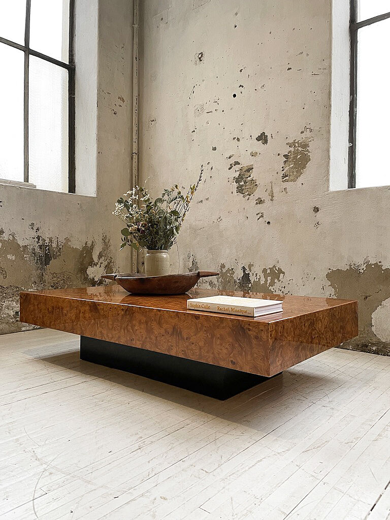 Italian coffee table elm magnifying glass