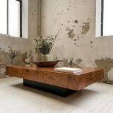 Italian coffee table elm magnifying glass