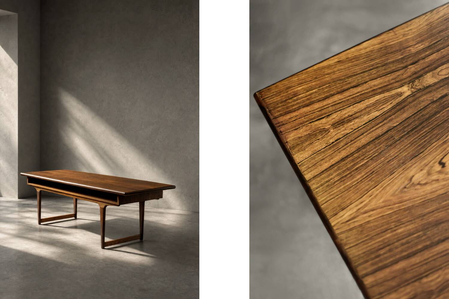 Vintage Mid-Century Modern Danish Rosewood Coffee Table with Shelf, 1960s