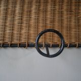 Coat rack cloakroom metal wrought iron wicker rattan handcrafted wall unit storage