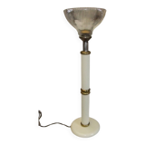 Large vintage column lamp from the 50s, molded glass floor lamp