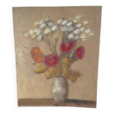 Bouquet of flowers, oil on wood panel, signed Vlad Tiberin.