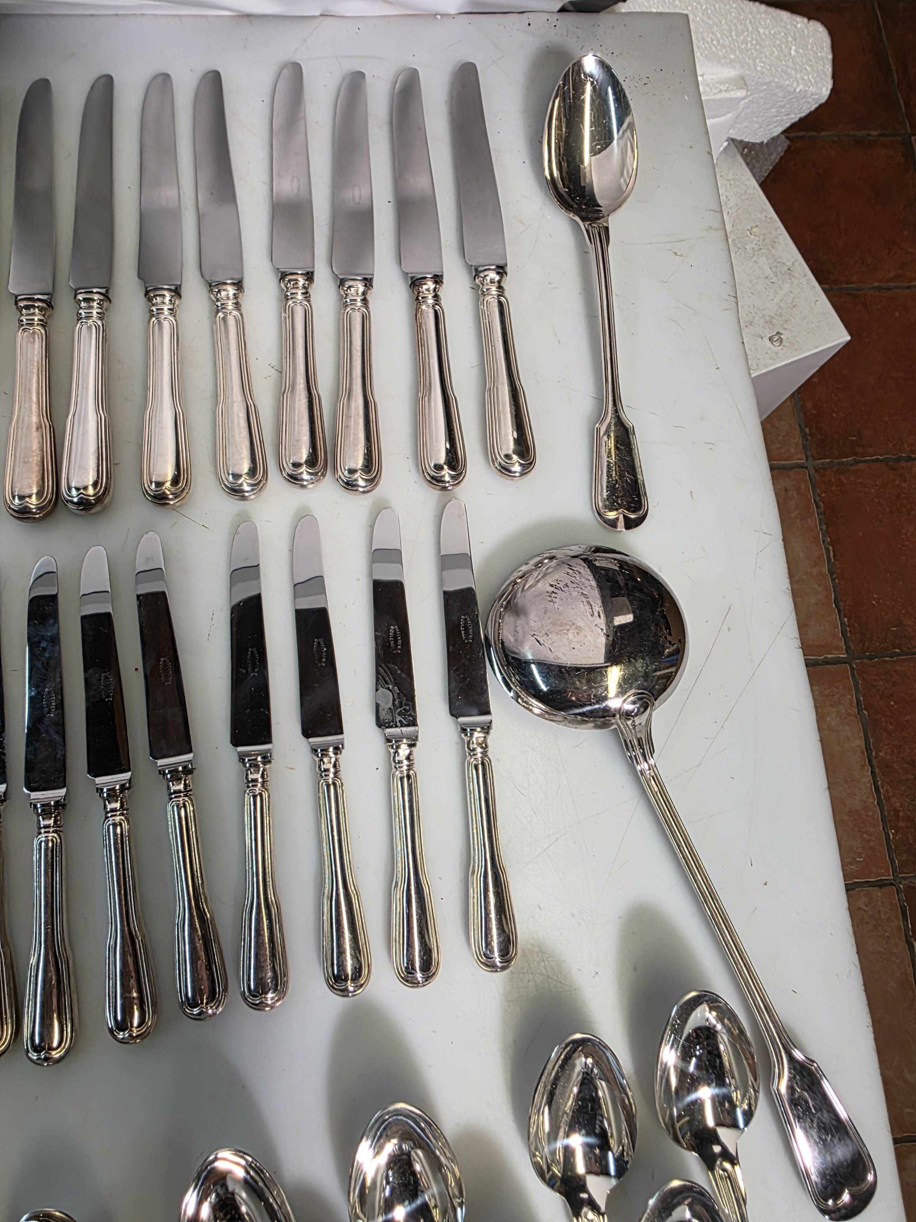 Boulenger silver-plated cutlery set, 86 pieces, hallmark 100.