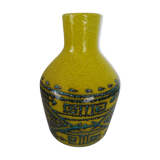 Vase yellow and turquoise ceramics Bitossi italy 1950 numbered