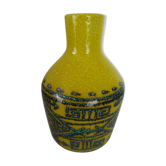 Vase yellow and turquoise ceramics Bitossi italy 1950 numbered