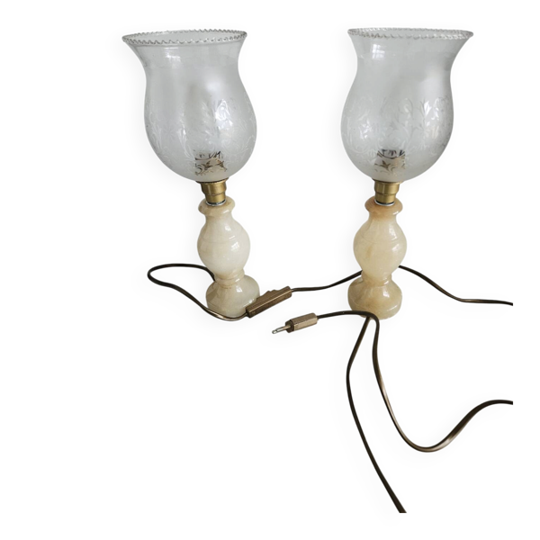 2 lampes marbre