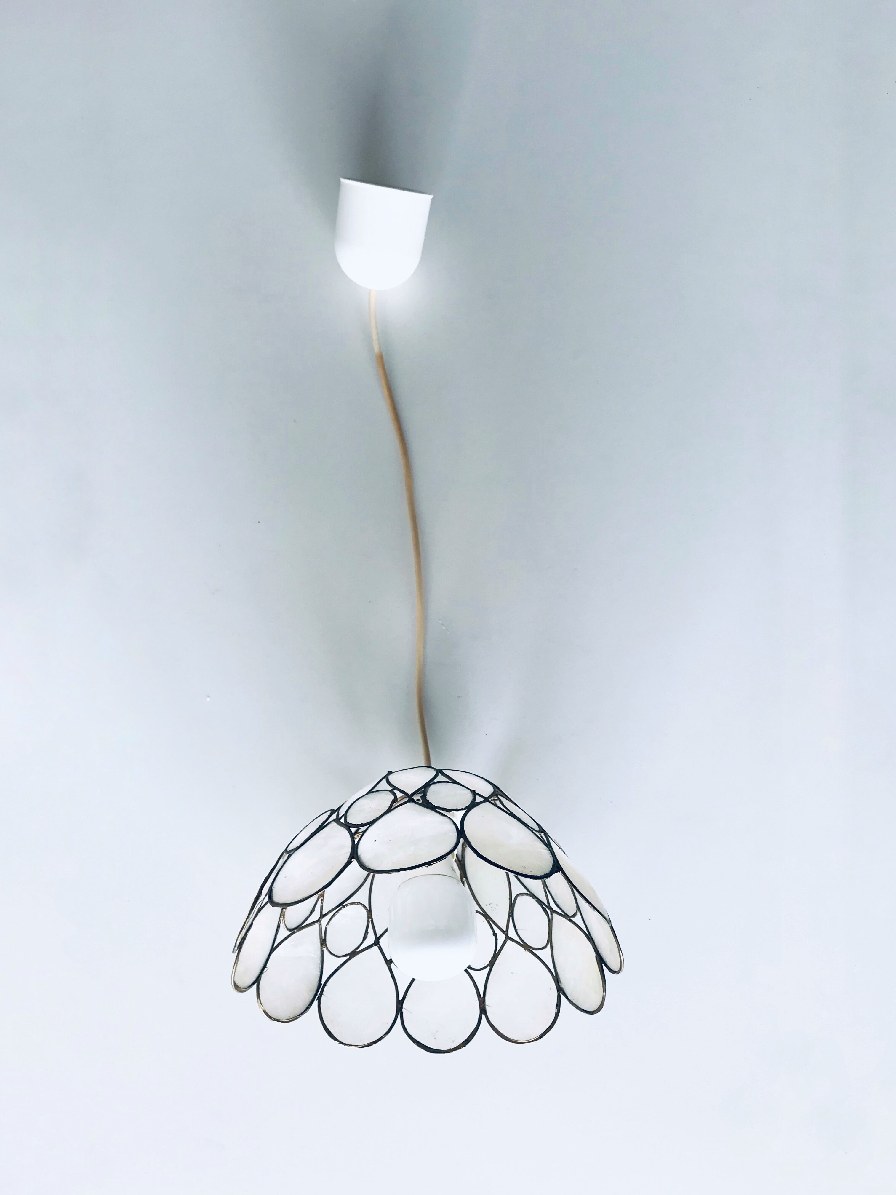 Mother-of-pearl and brass pendant light