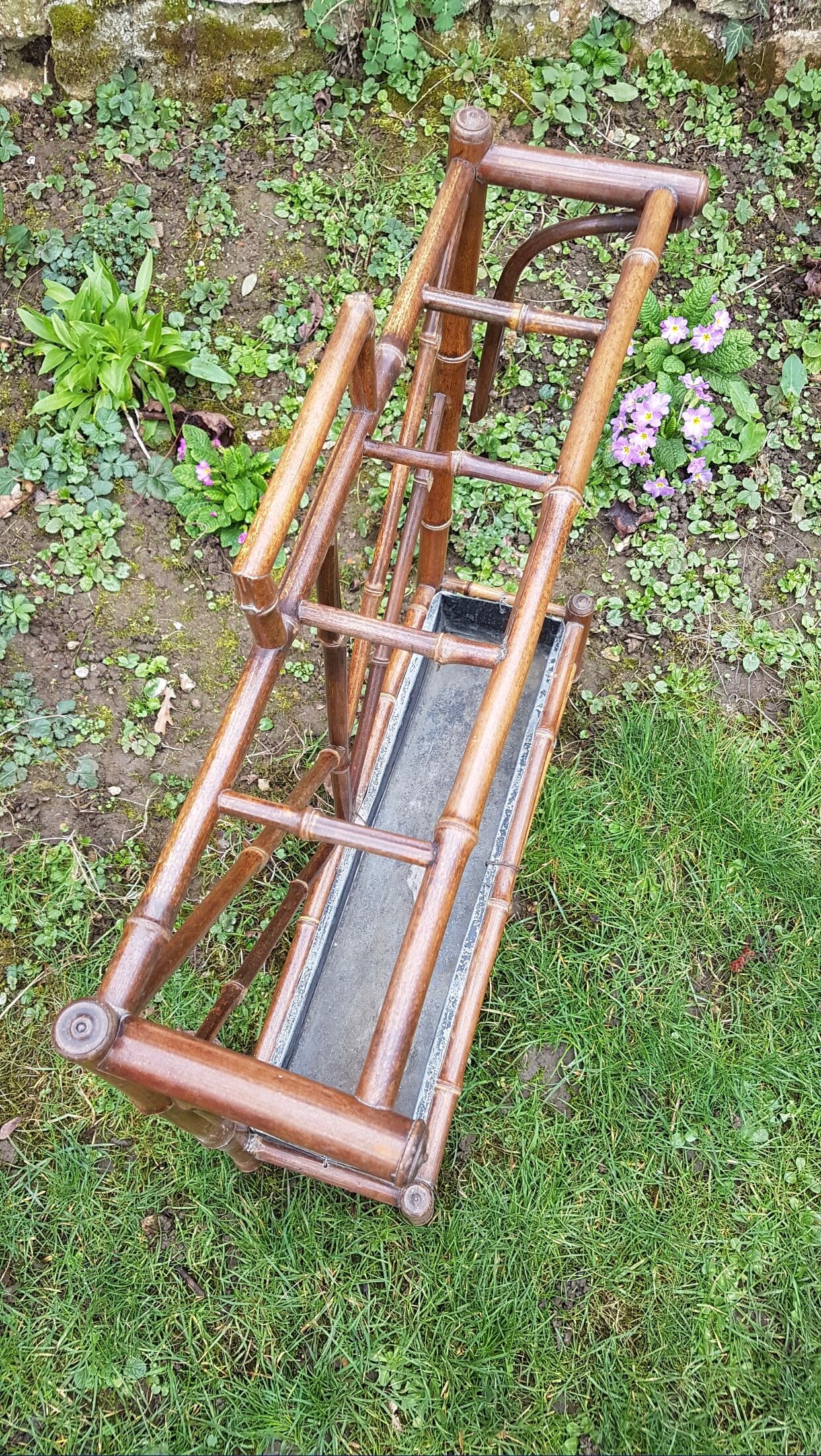 Door old wooden umbrellas turned