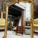 Napoleon III period fireplace mirror in gilded louis XV style wood
